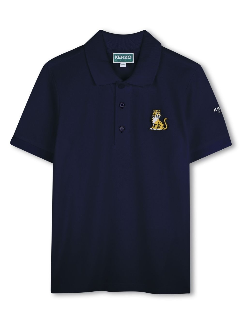 Kenzo Kids logo刺绣polo衫 - 蓝色