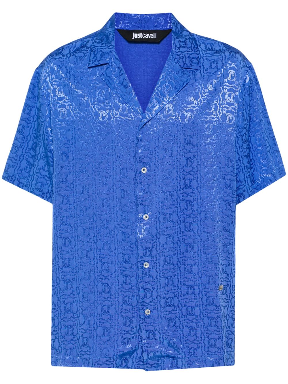 Just Cavalli logo提花保龄球衬衫 - 蓝色