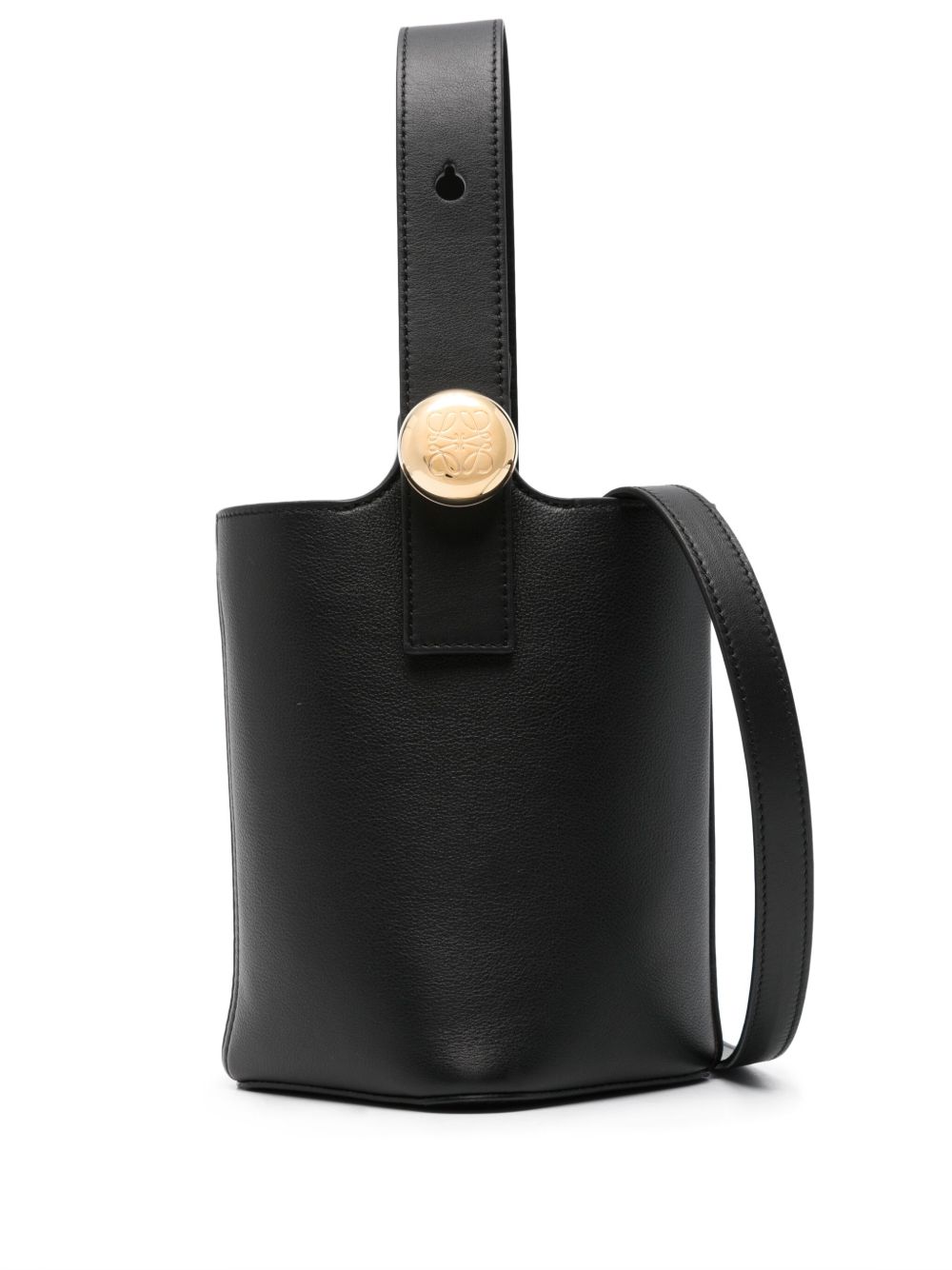 LOEWE Pebble 皮质迷你水桶包 - 黑色