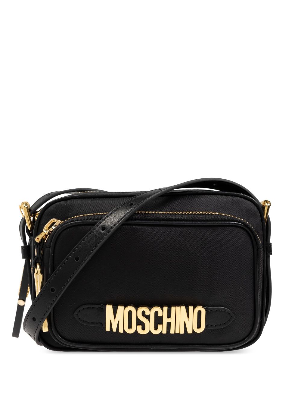 Moschino logo标牌斜挎包 - 黑色