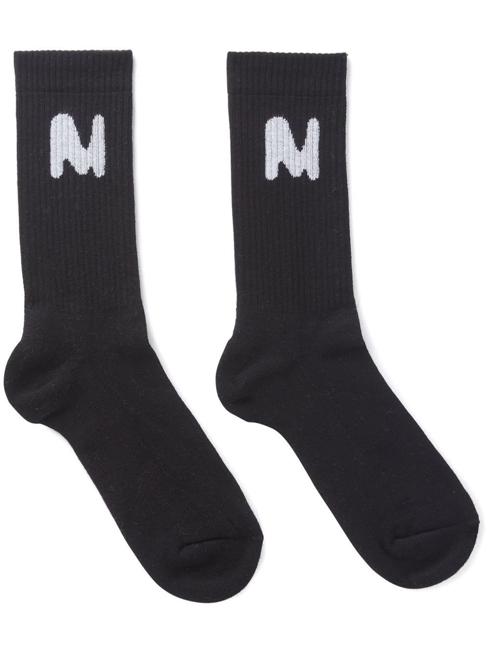 MSGM 嵌花logo针织袜 - 黑色