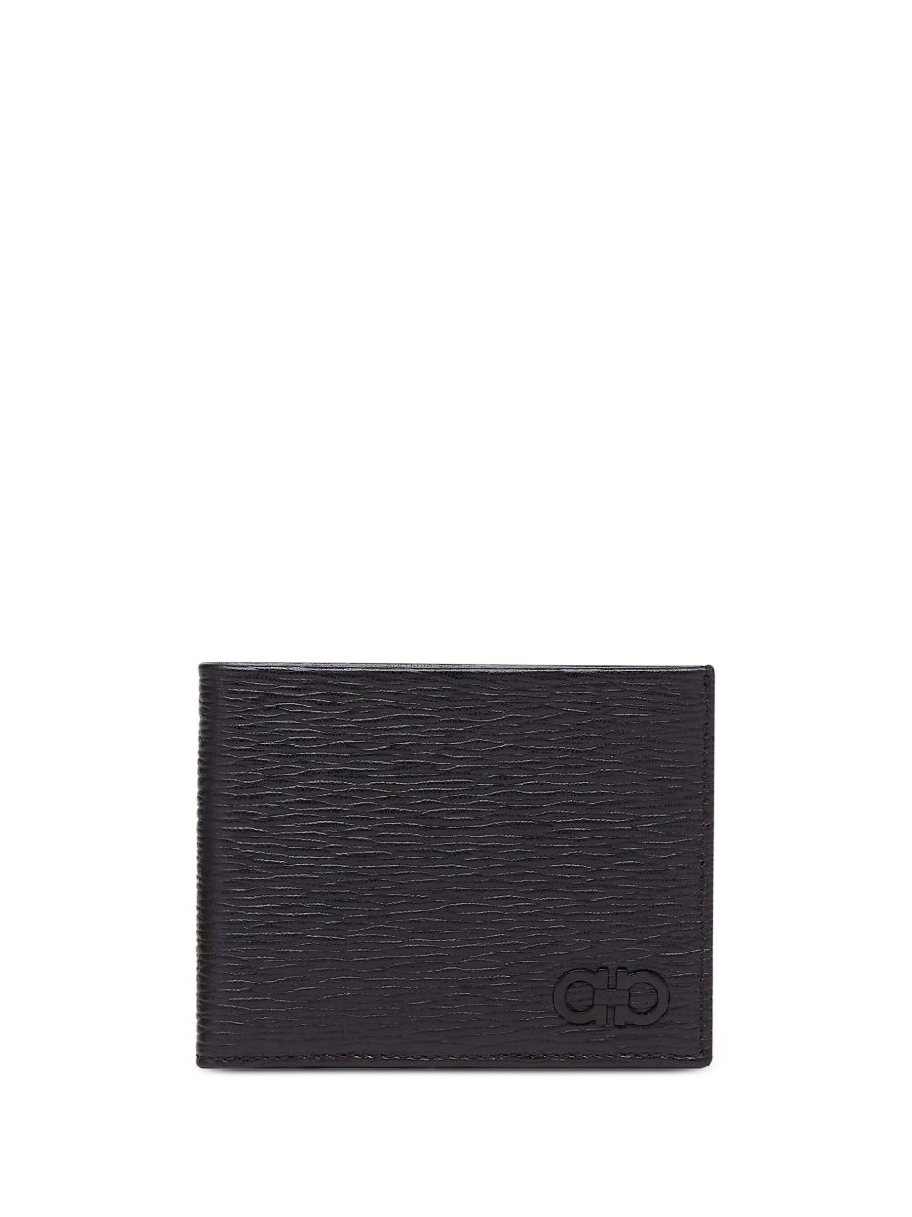 Ferragamo Gancini 同色系logo标牌钱包 - 黑色