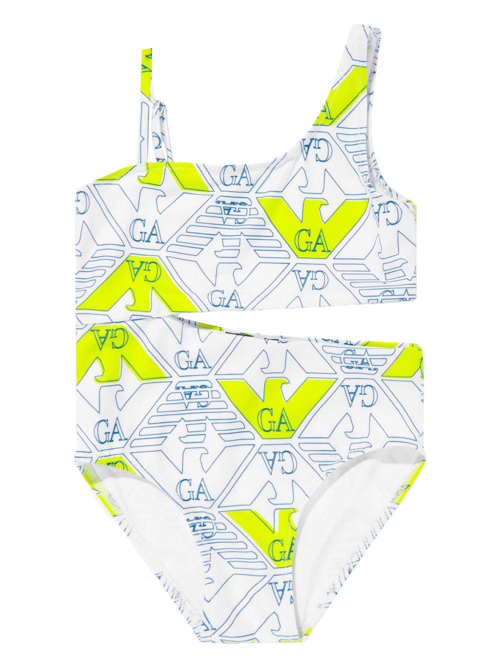 Emporio Armani Kids logo印花连体泳衣 - 白色
