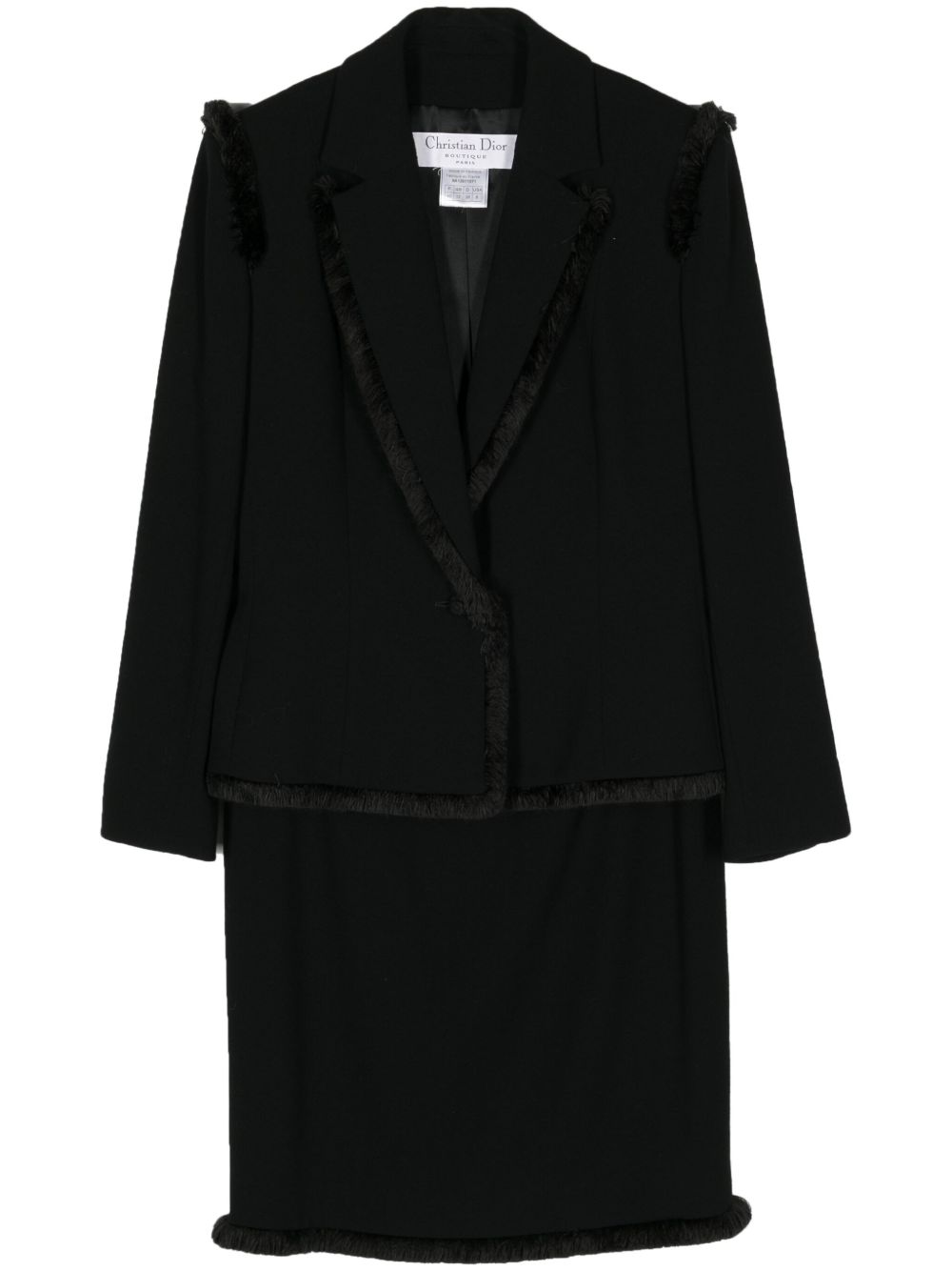 Christian Dior Pre-Owned 磨损边羊毛半身裙套装（典藏款） - 黑色
