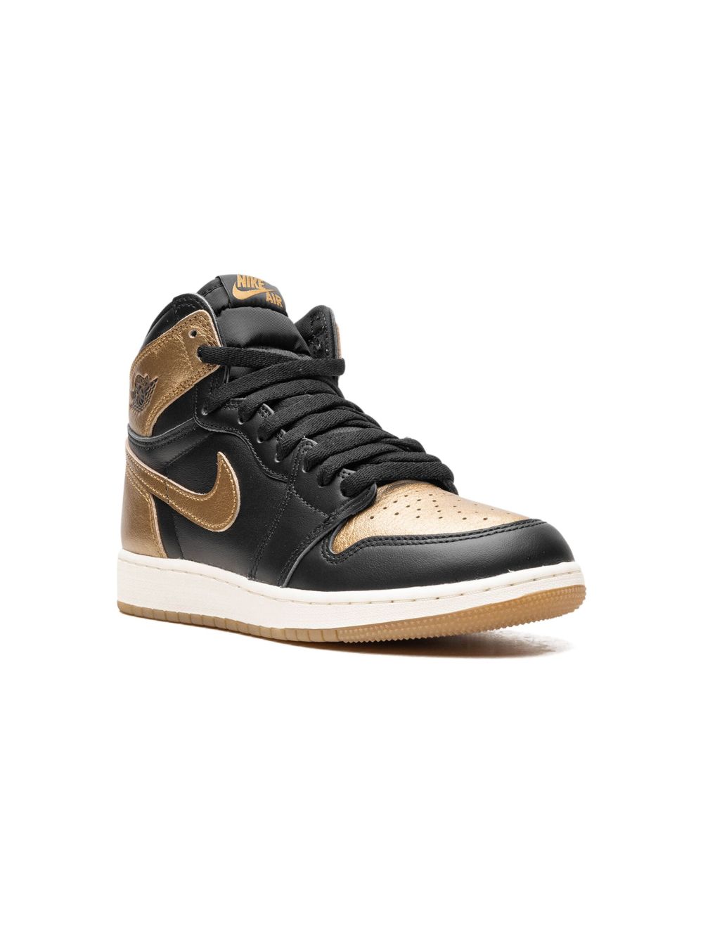 Jordan Kids Air Jordan 1 Black/Metallic Gold 运动鞋 - 黑色