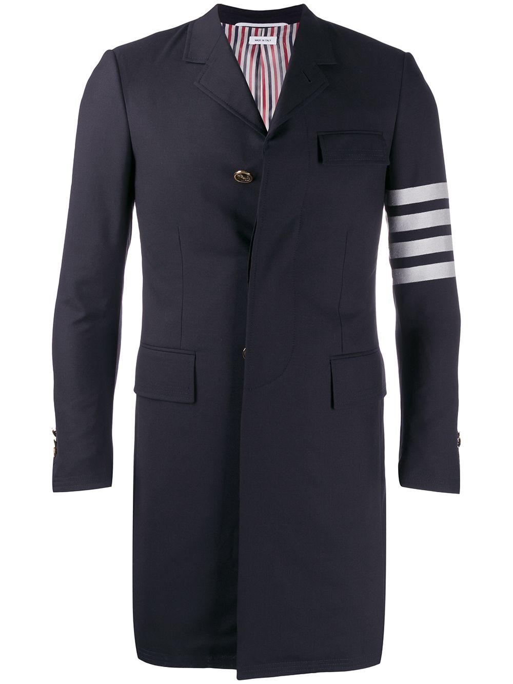 Thom Browne 四条纹编织长款西装外套 - 蓝色
