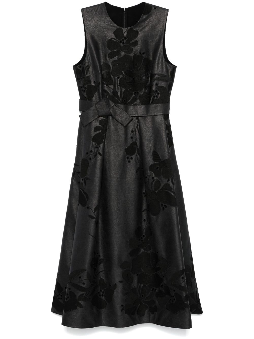 Elie Saab 花卉刺绣超长连衣裙 - 黑色