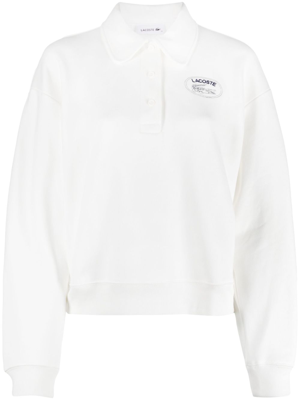 Lacoste logo刺绣棉polo衫 - 白色