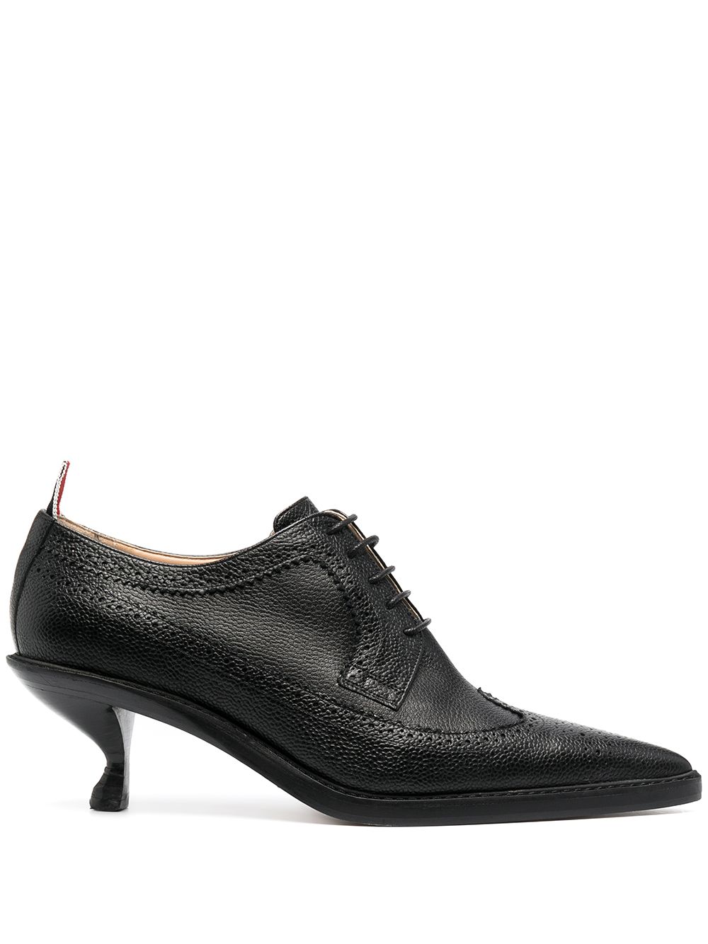 Thom Browne 带雕塑感鞋跟长翼布洛克鞋 - 黑色