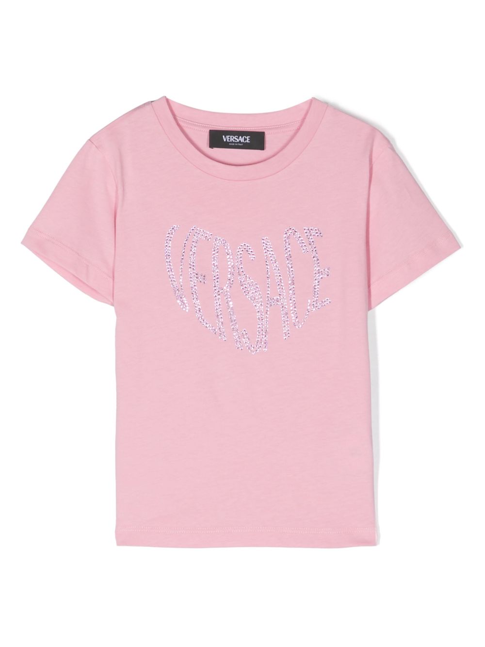 Versace Kids 水钻缀饰棉T恤 - 粉色