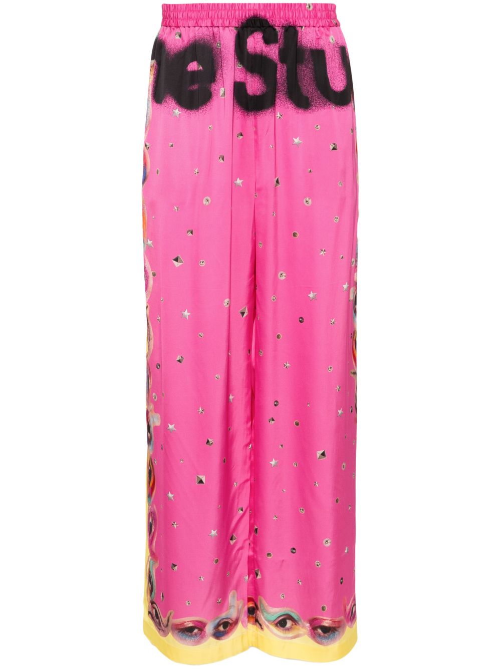 Acne Studios 图案印花阔腿裤 - 粉色