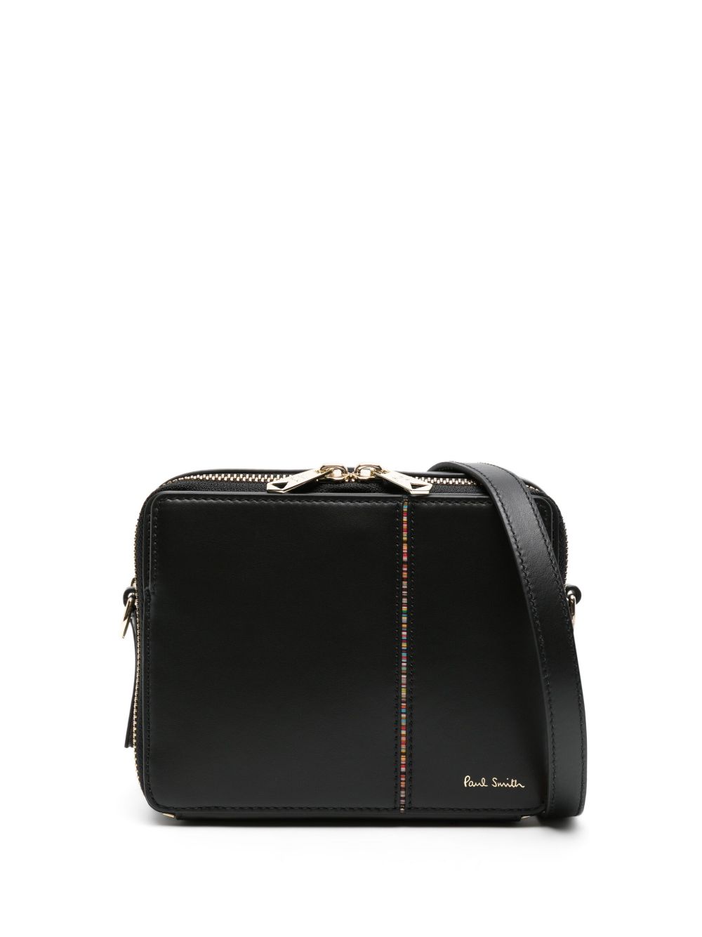 Paul Smith Signature Stripe 皮质斜挎包 - 黑色