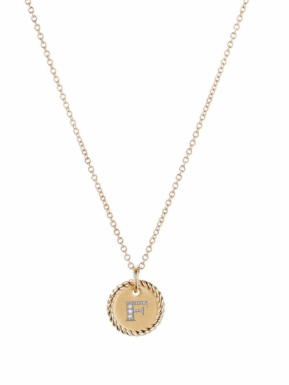 David Yurman Initial F 18K黄金钻石吊饰项链 - 金色