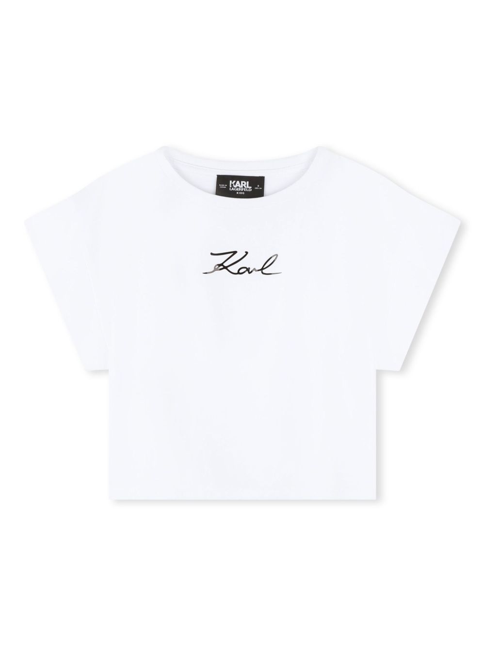 Karl Lagerfeld Kids logo印花平纹针织T恤 - 白色