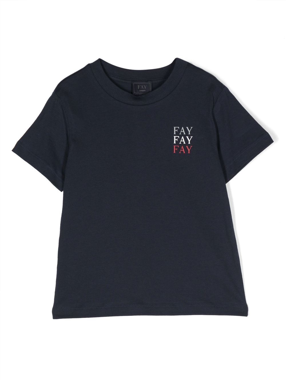 Fay Kids logo印花棉T恤 - 蓝色