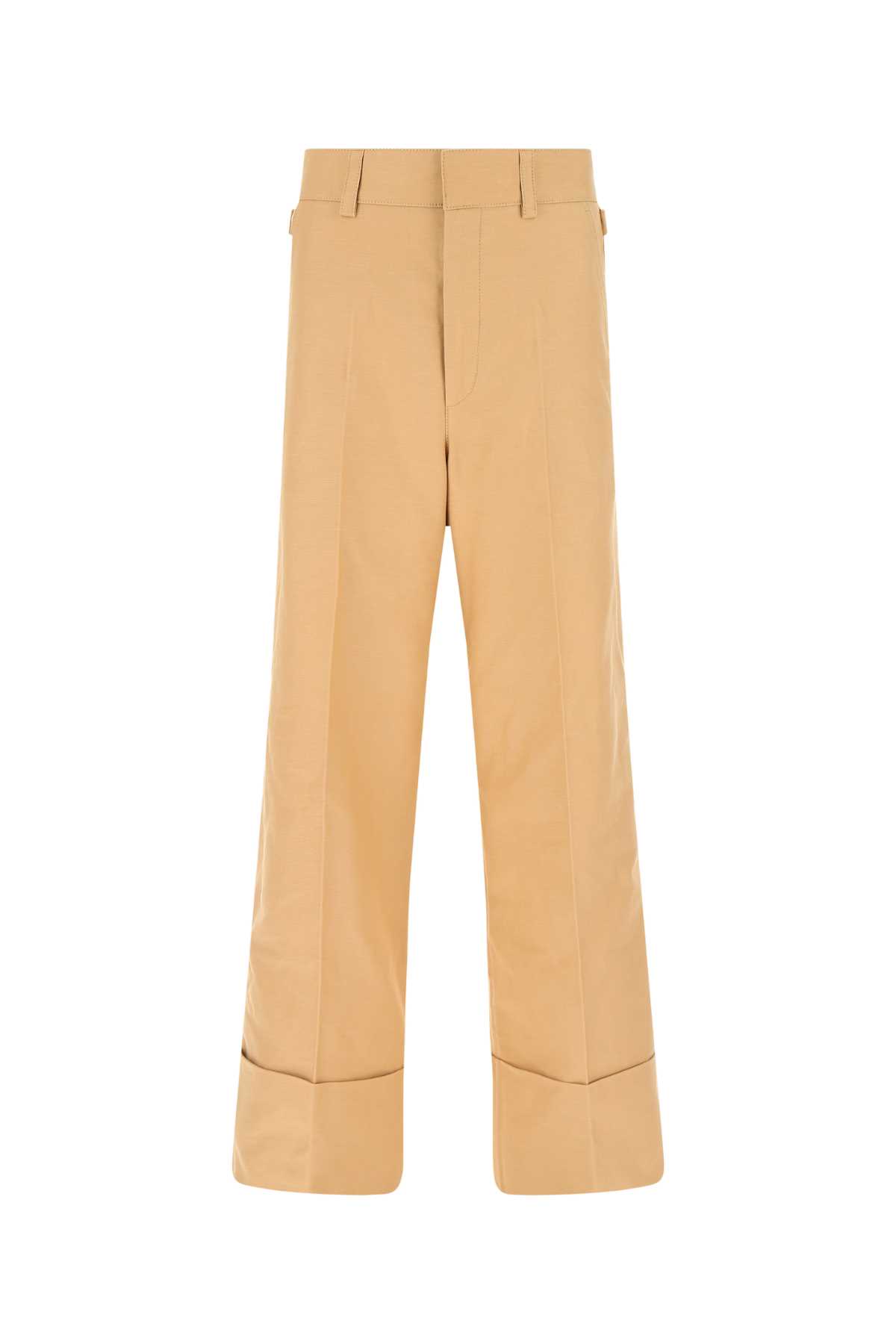 Quira Camel Cotton Wide Leg Pant