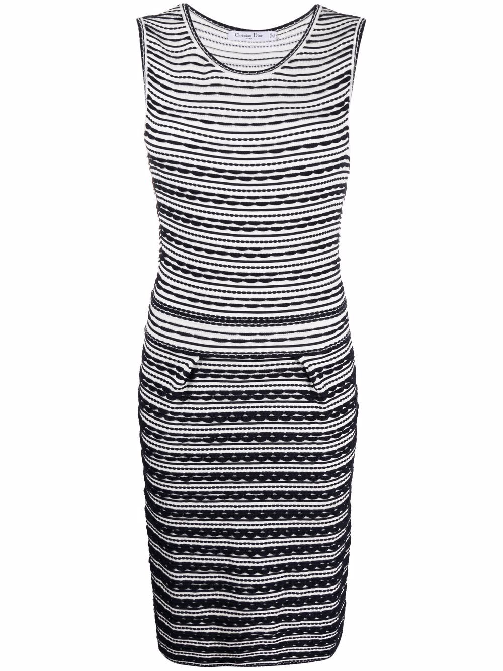Christian Dior Pre-Owned 贴身针织连衣裙（2010年代典藏款） - 白色