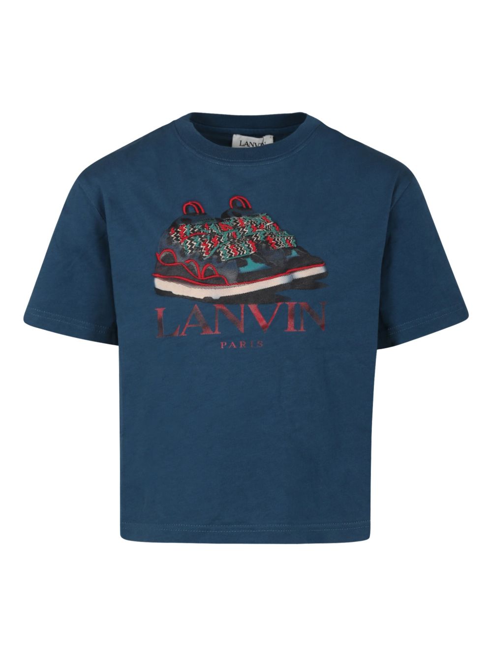 Lanvin Enfant logo印花棉T恤 - 蓝色
