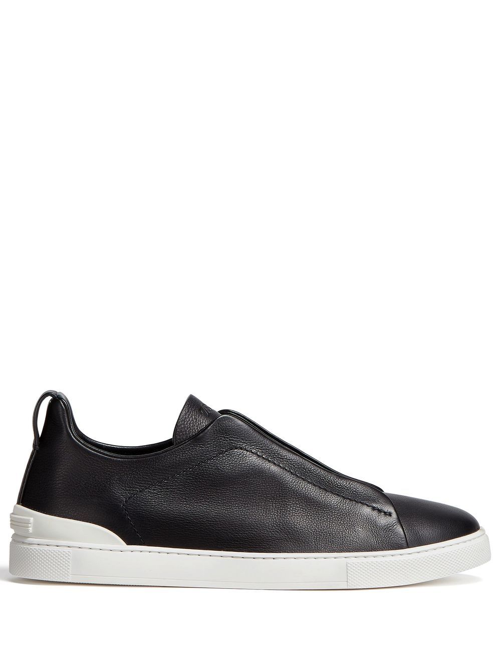 Zegna SECONDSKIN Triple Stitch 皮质运动鞋 - 黑色