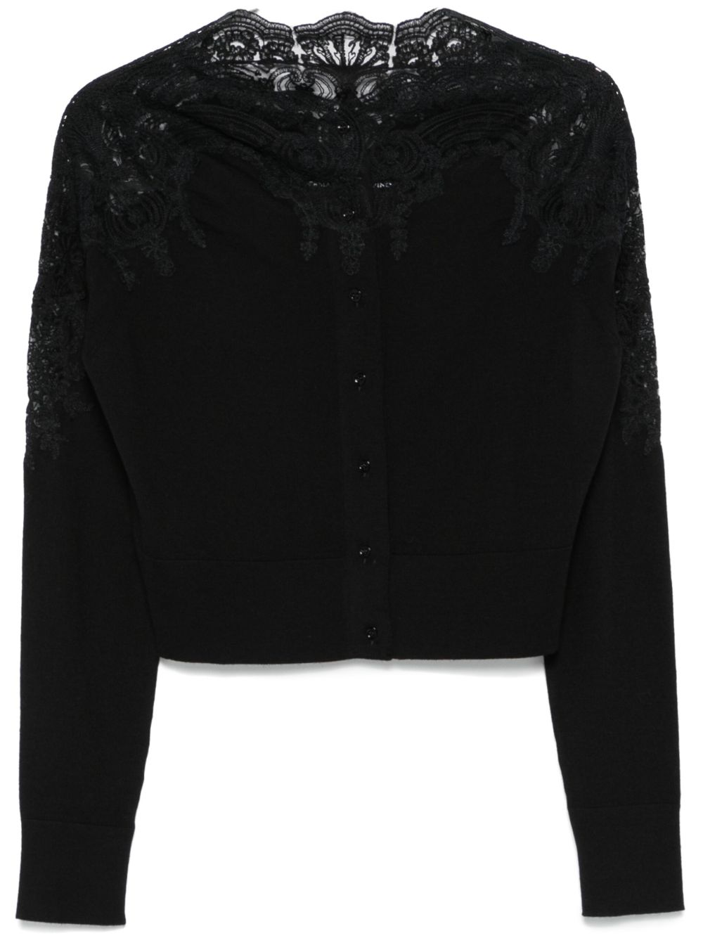 Ermanno Scervino 蕾丝细节开衫 - 黑色