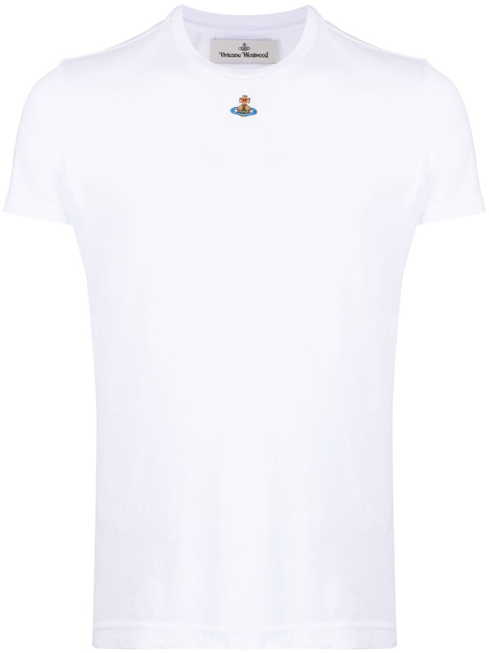 Vivienne Westwood 土星logo刺绣棉T恤 - 白色