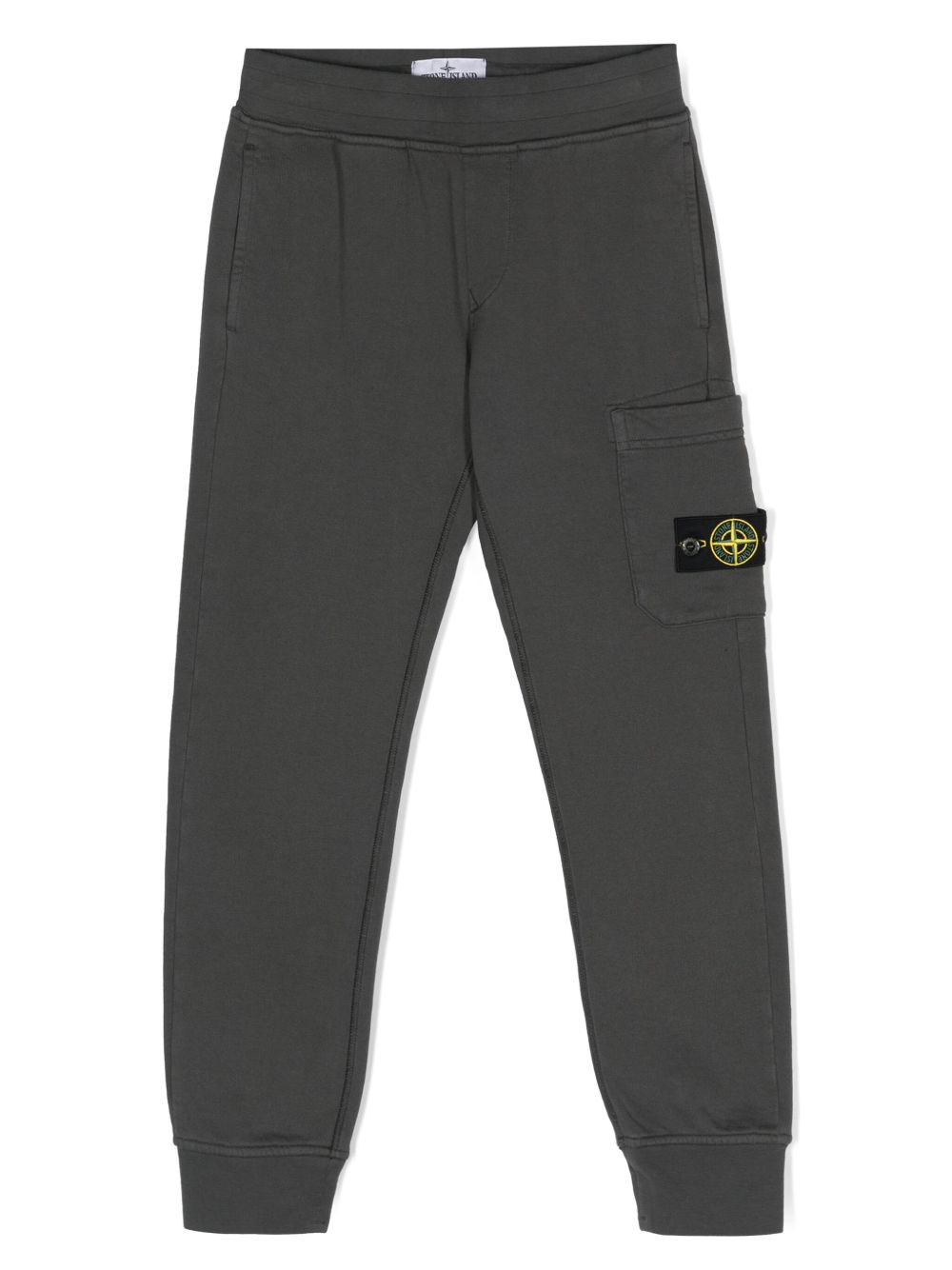 Stone Island Junior 罗盘徽章平纹针织工装裤 - 灰色
