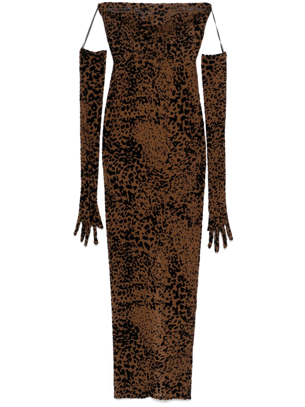 Alex Perry Leopard Burnout 图案超长连衣裙 - 褐色