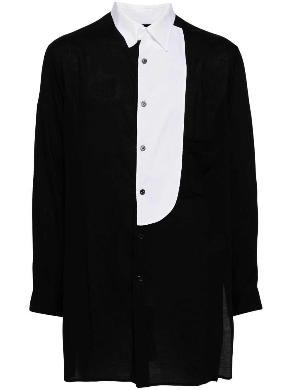 Yohji Yamamoto 双色长袖衬衫 - 黑色