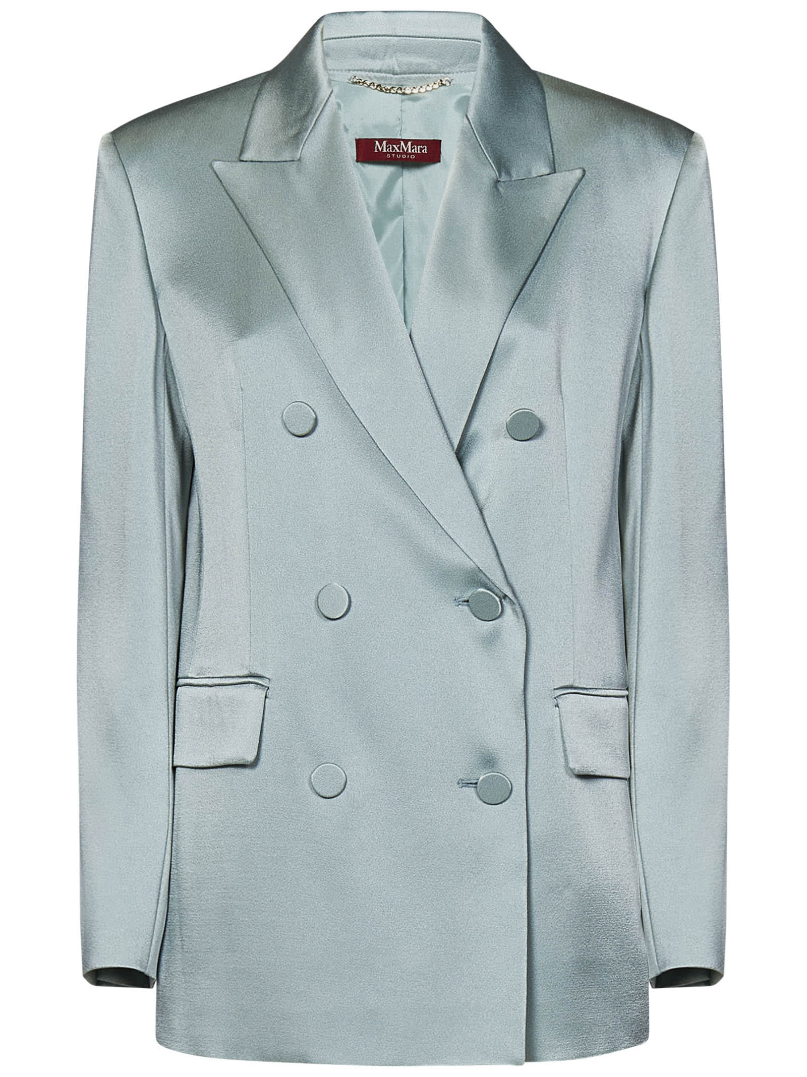Max Mara Studio Double-breasted Blazer In Envers Satin