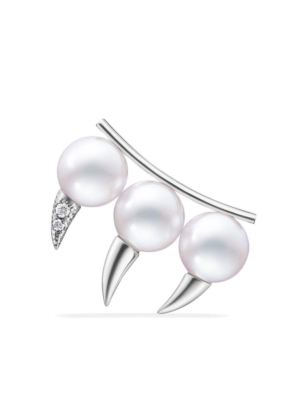 TASAKI 18K白金 Danger Fang 珍珠耳环 - 银色