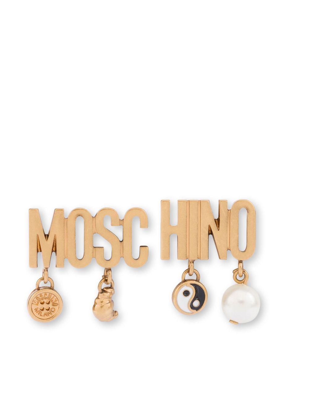 Moschino logo耳环 - 金色