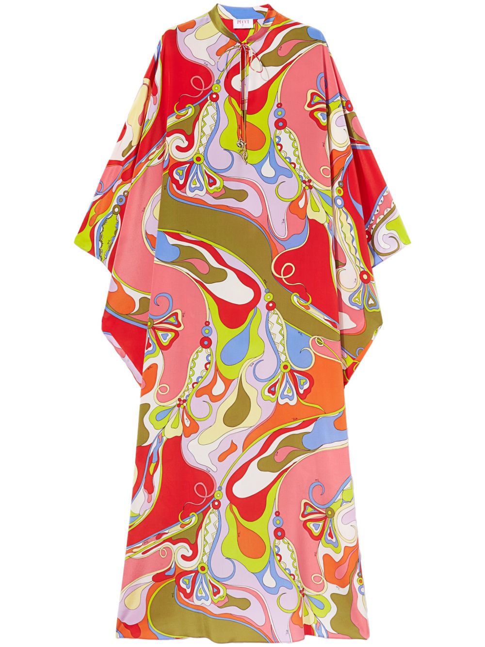 PUCCI 抽象图案印花超长连衣裙 - 红色