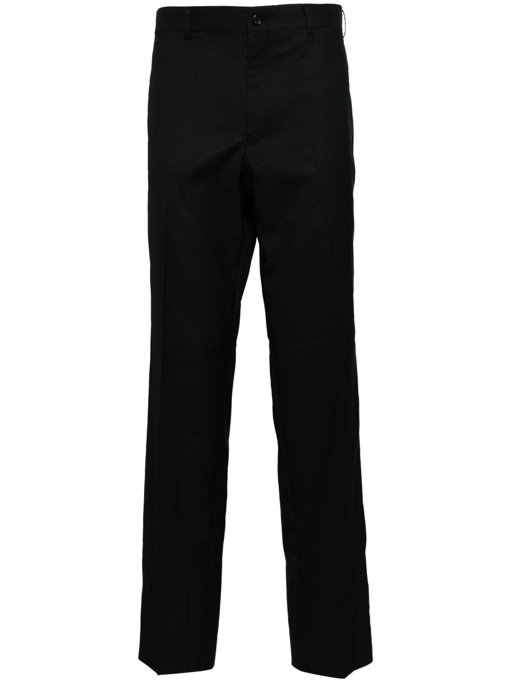 Comme des Garçons Homme Deux 迷你棋盘格纹长裤 - 黑色
