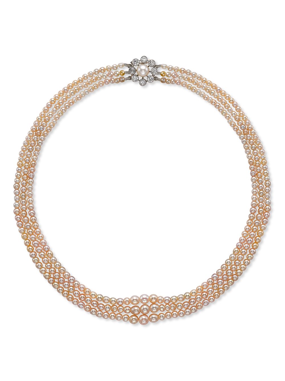 Pragnell Vintage Victorian 18K白金咸水珍珠钻石搭扣项链 - 银色