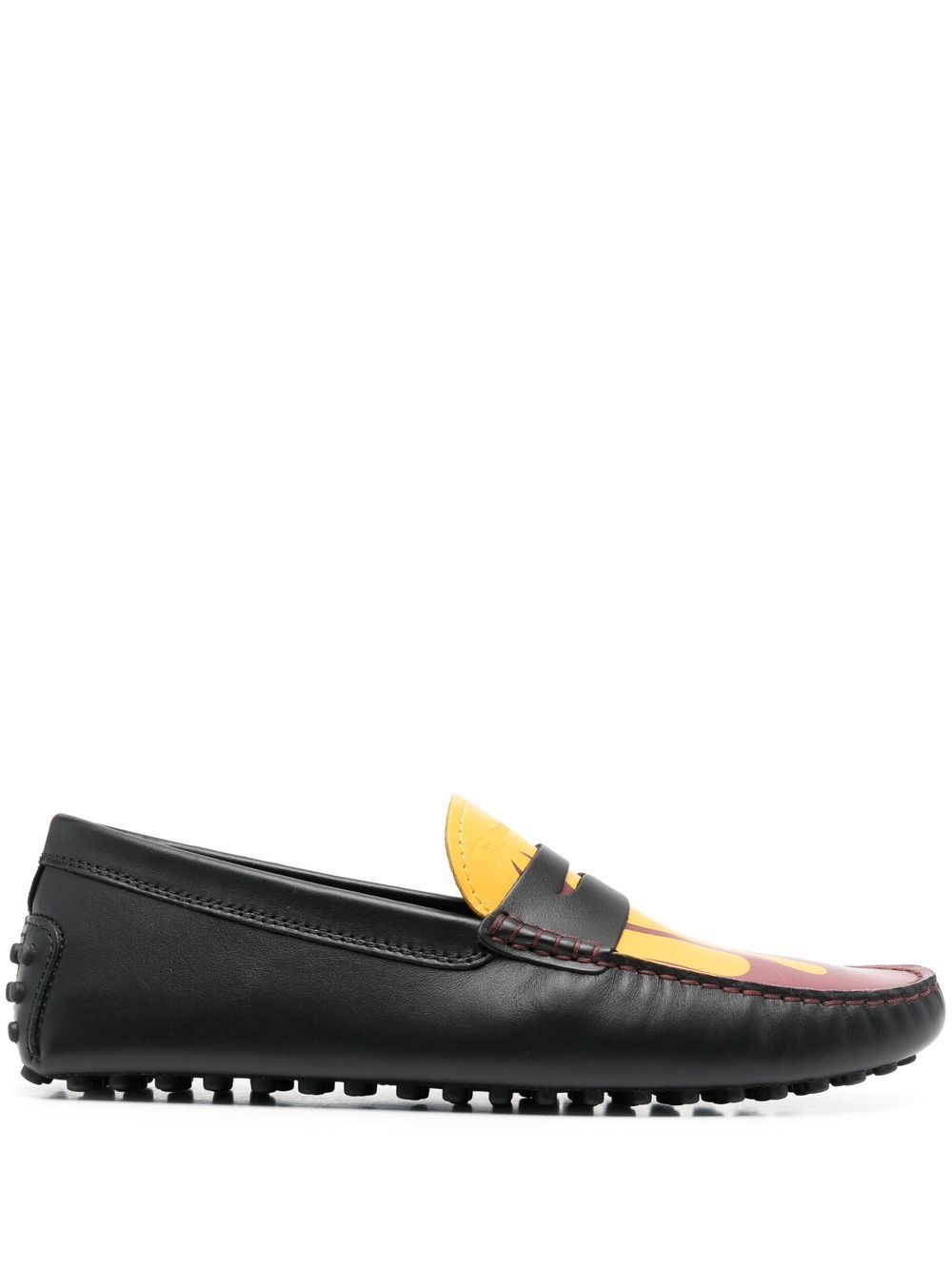 Palm Angels x Moncler x Tod's Gommino 印花乐福鞋 - 黑色