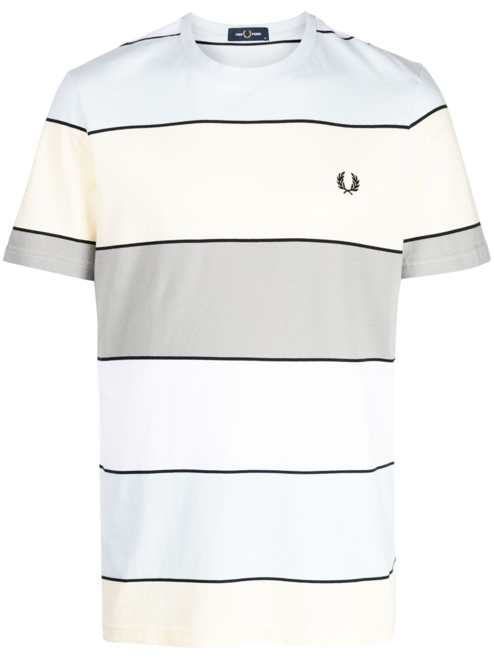 Fred Perry logo刺绣条纹T恤 - 蓝色