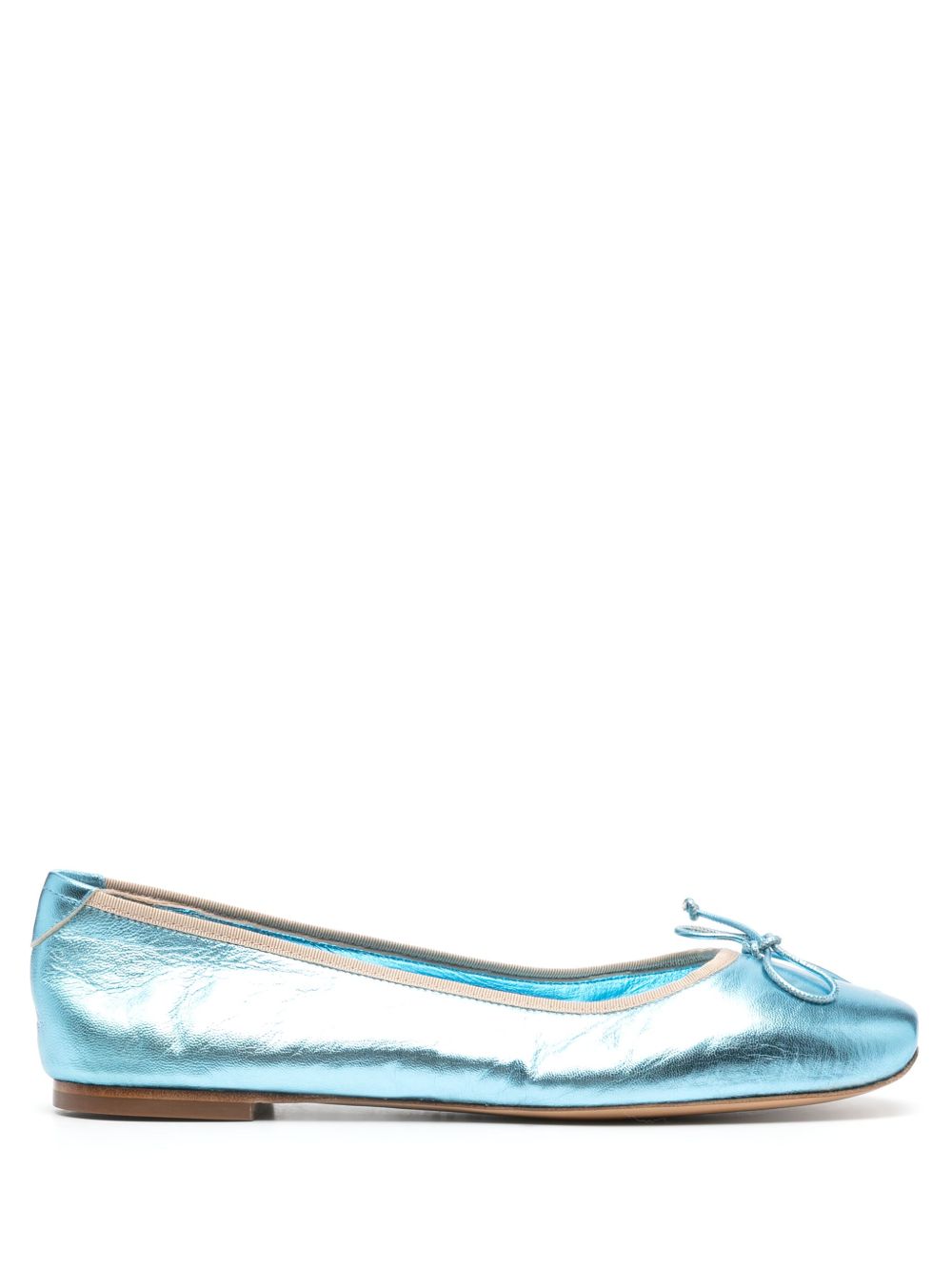 Casadei 金属感皮质芭蕾平底鞋 - 蓝色