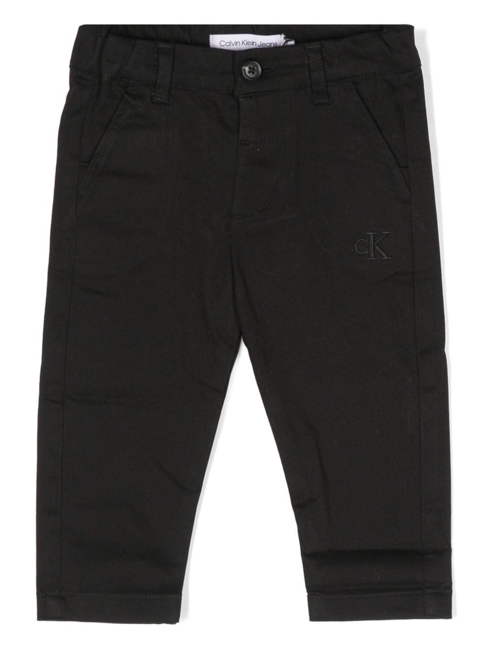 Calvin Klein Kids logo刺绣长裤 - 黑色