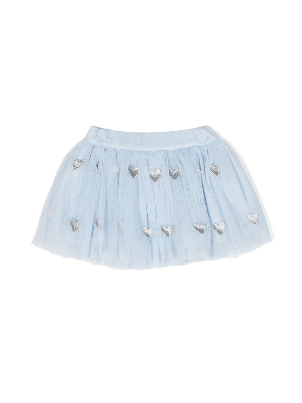 Stella McCartney Kids 心形刺绣薄纱半身裙 - 蓝色