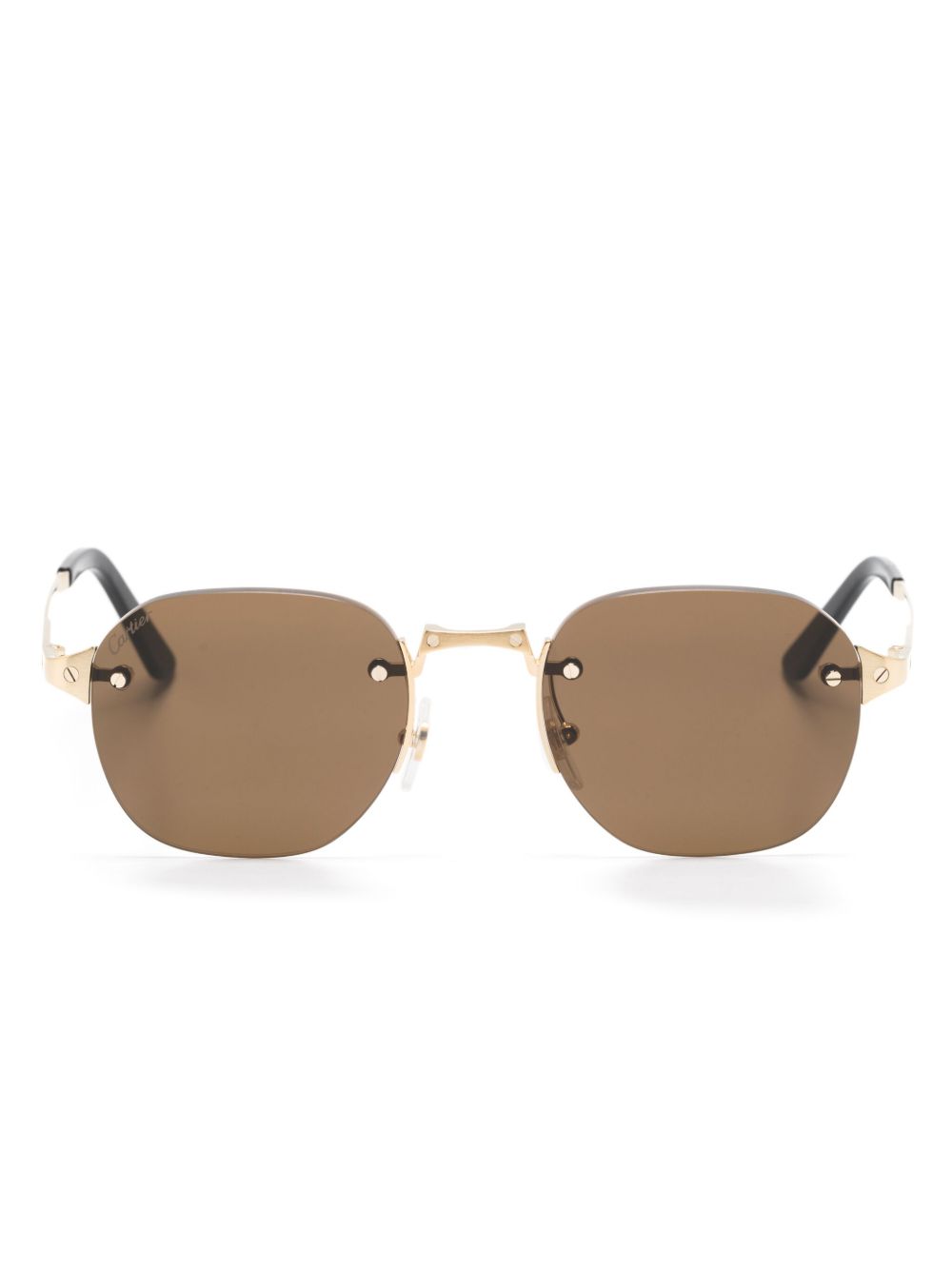 Cartier Eyewear 圆形无框太阳眼镜 - 金色