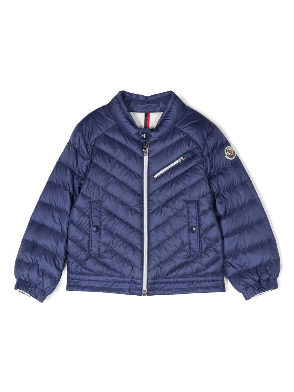 Moncler Enfant 标贴填充夹克 - 蓝色