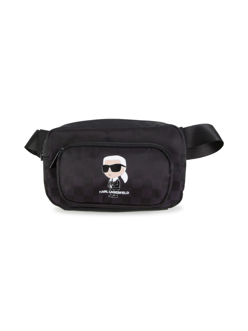 Karl Lagerfeld Kids Ikon 双色格纹斜纹布腰包 - 黑色
