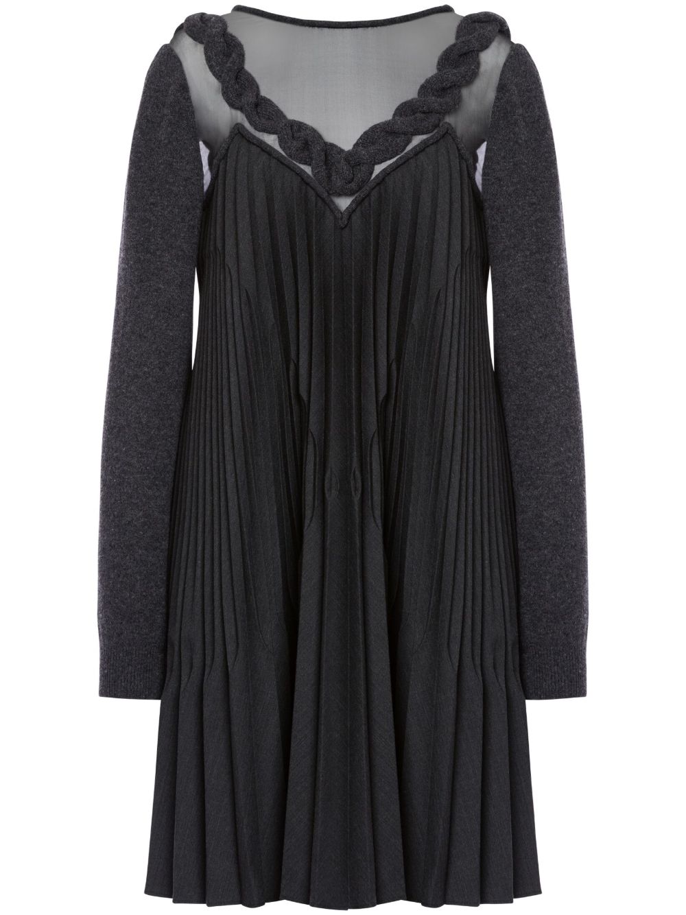 Alberta Ferretti 半透明拼接针织连衣裙 - 灰色
