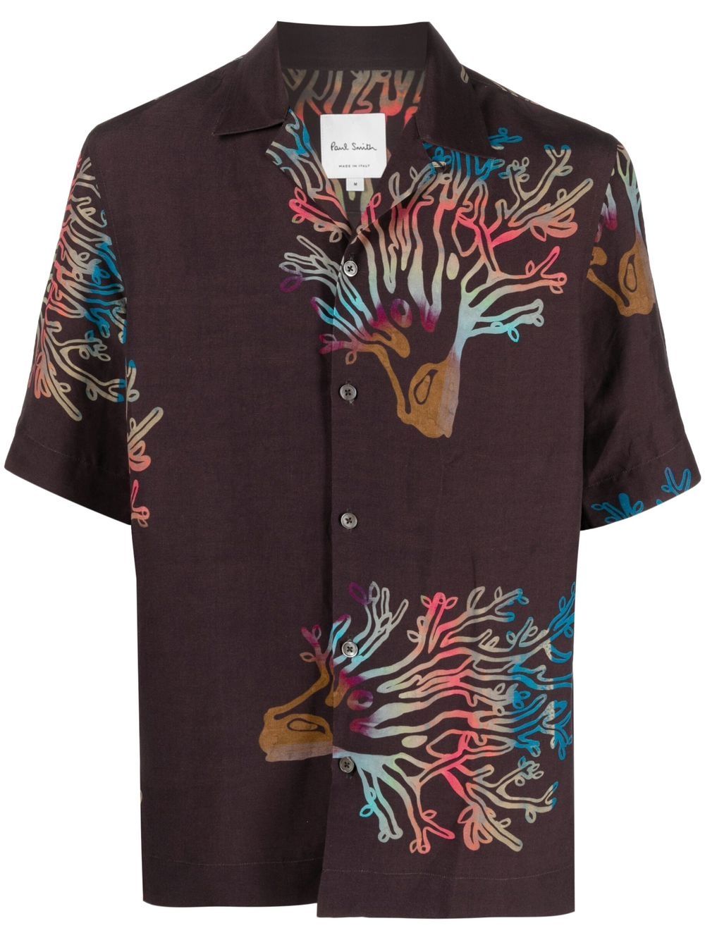 Paul Smith 珊瑚印花短袖衬衫 - 褐色