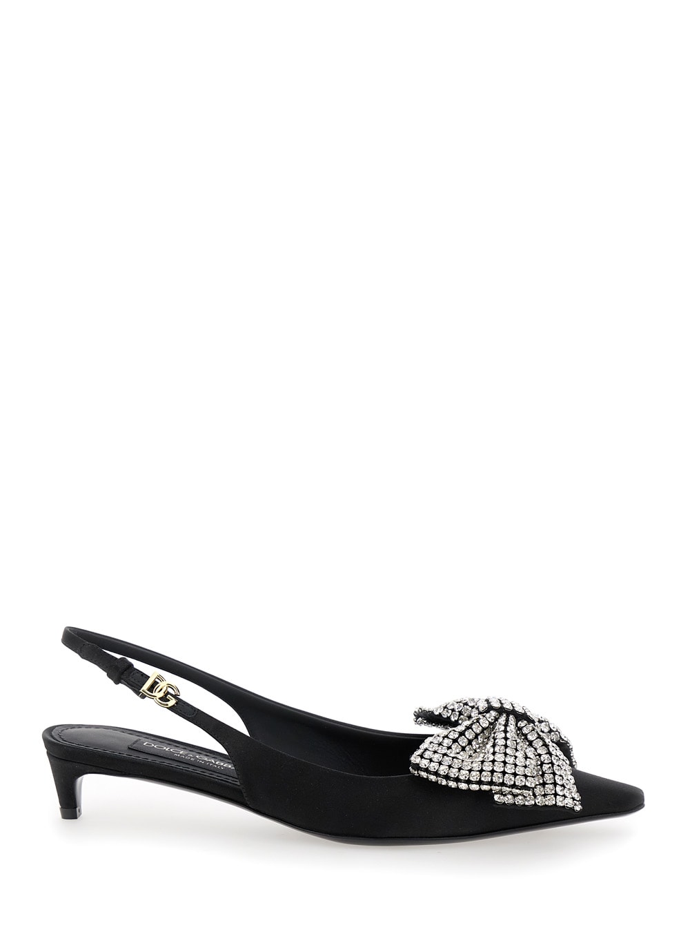 Dolce & Gabbana Satin Sling-back With Rhinestone Embroidery