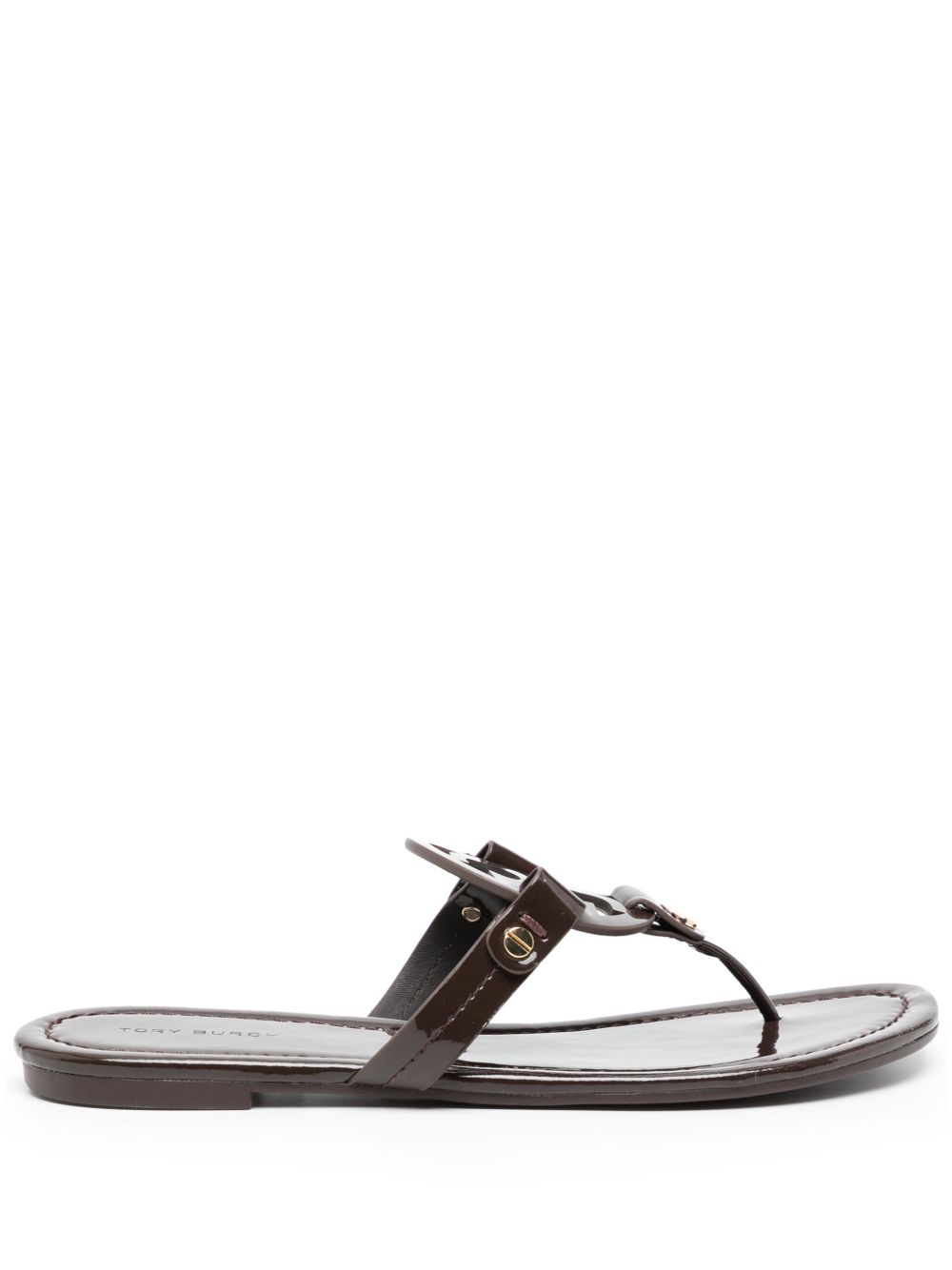 Tory Burch Miller logo标牌皮质凉鞋 - 褐色