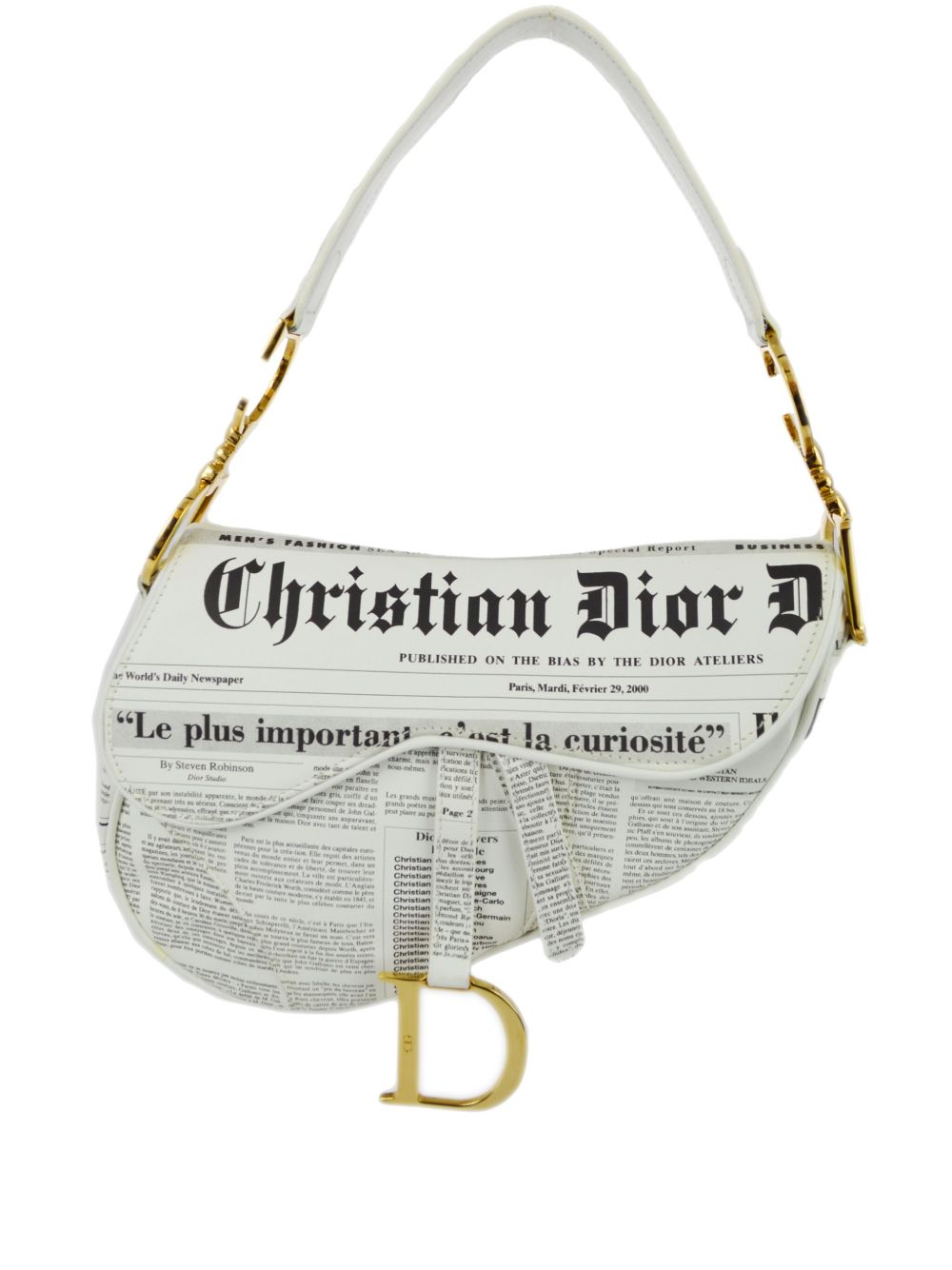Christian Dior Pre-Owned Newspaper Saddle 单肩包（2000年典藏款） - 白色