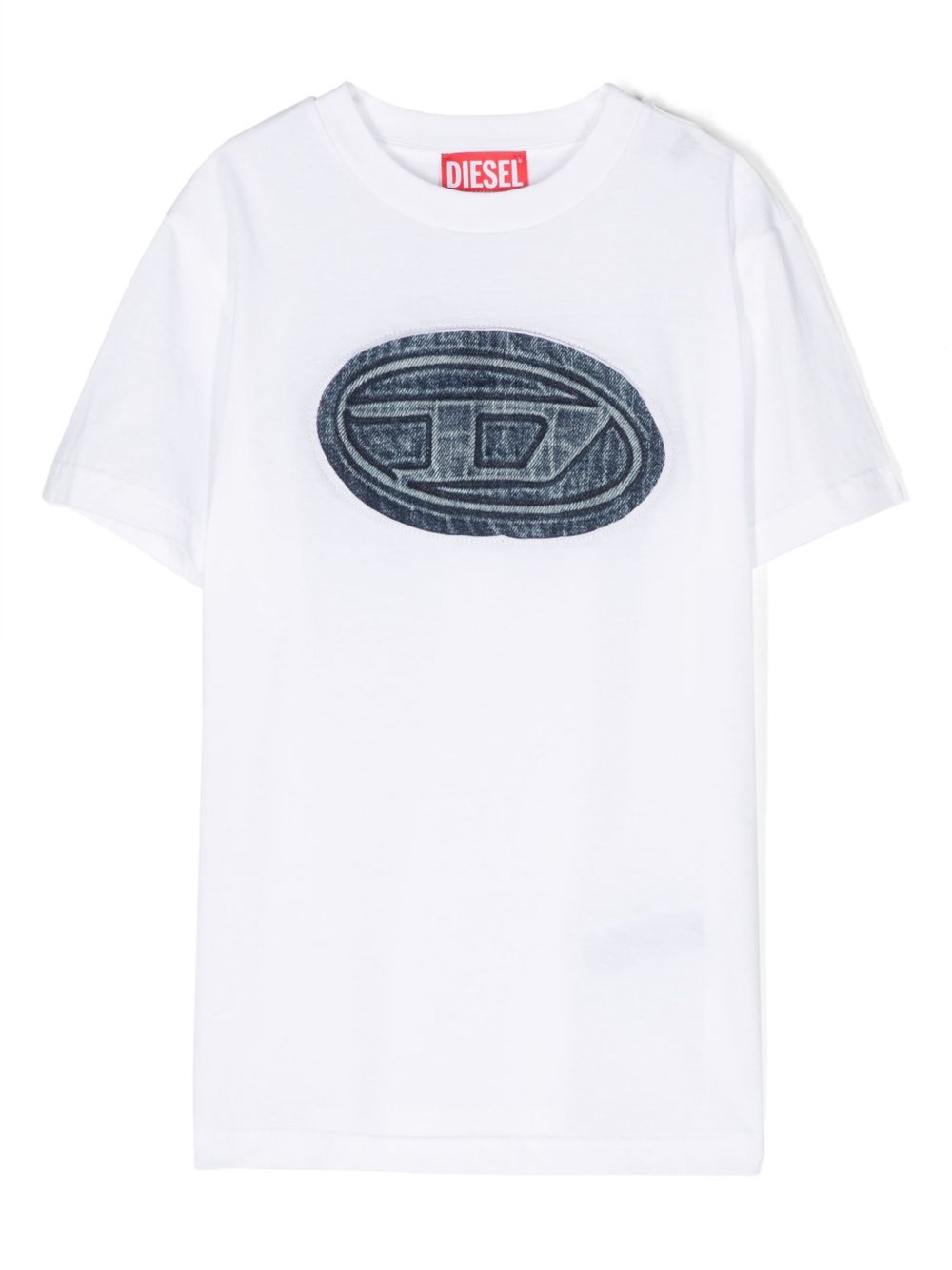 Diesel Kids logo印花牛仔贴花T恤 - 白色