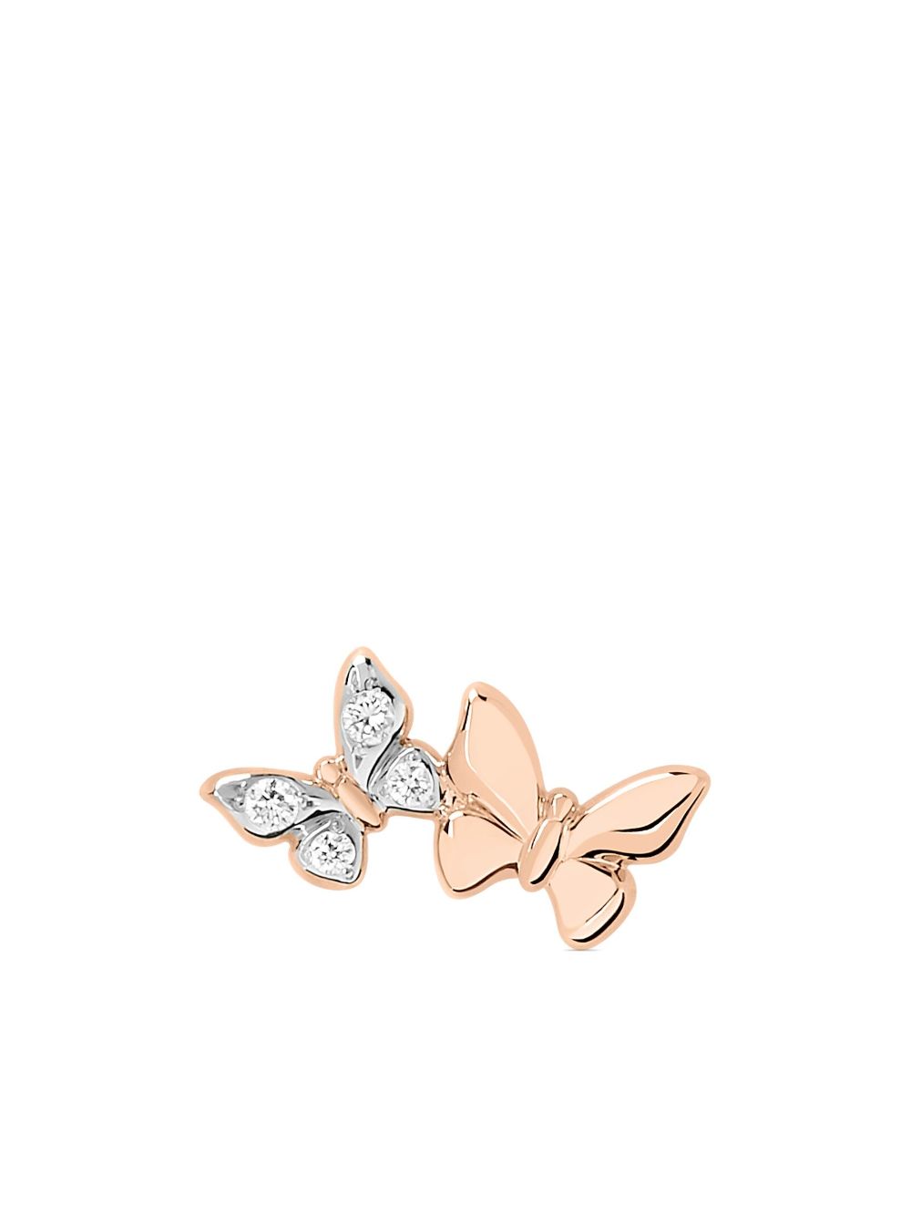 Dodo 9kt rose gold Butterfly diamond stud earring - 粉色
