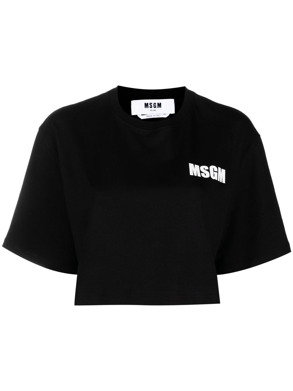 MSGM logo印花短款T恤 - 黑色